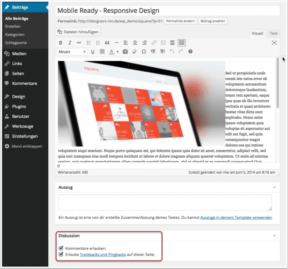 Wordpress Kommentare deaktivieren