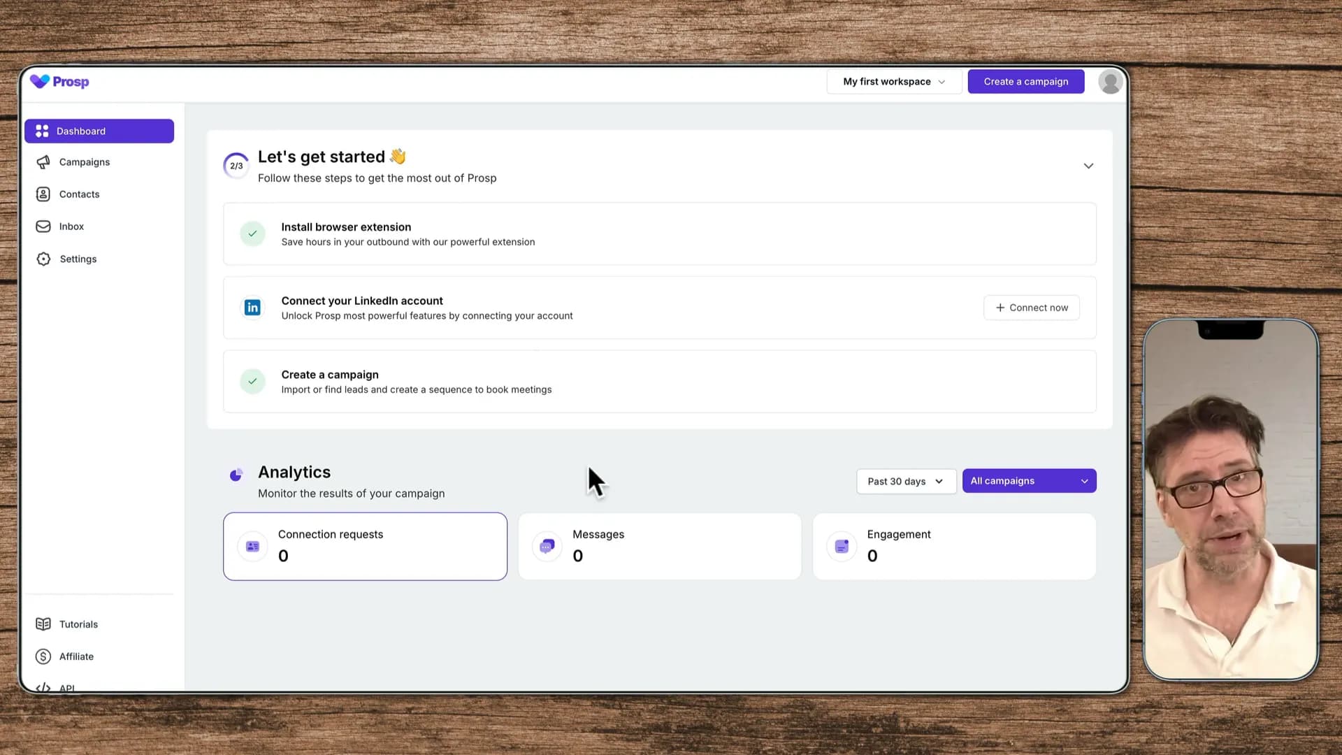 Dashboard von Prosp