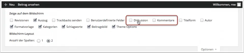 Wordpress Kommentare deaktivieren