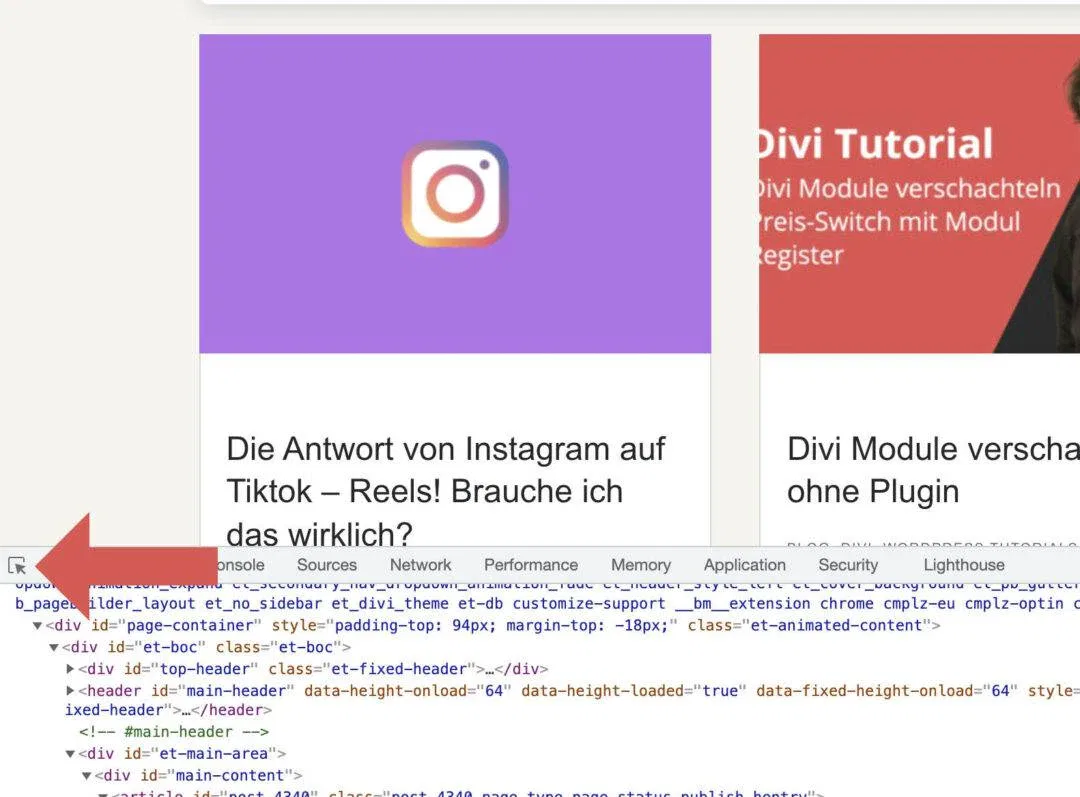 Entwicklertools inspektor