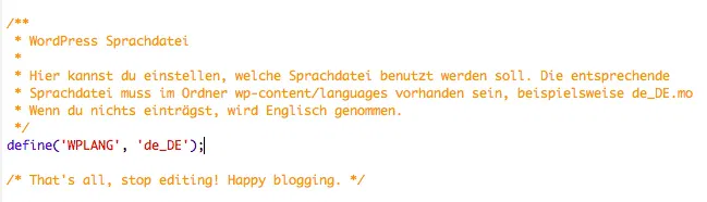 wordpress deutsch config.php
