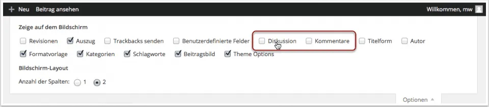 Wordpress Kommentare deaktivieren