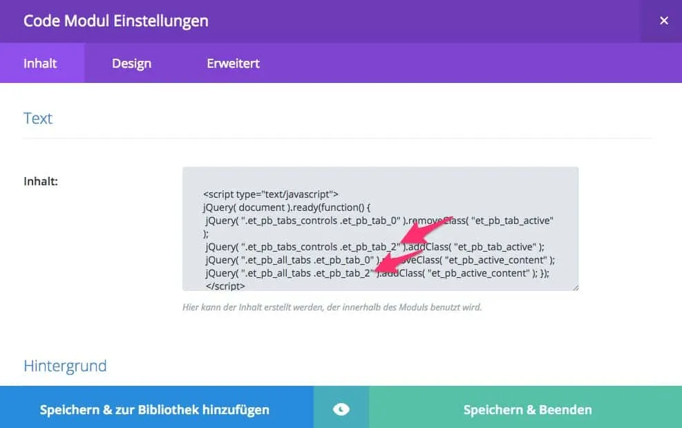Divi Modul Registerkarte 03