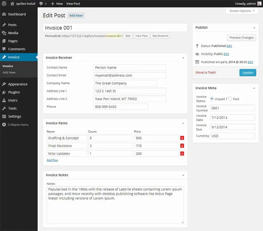sprinvoice