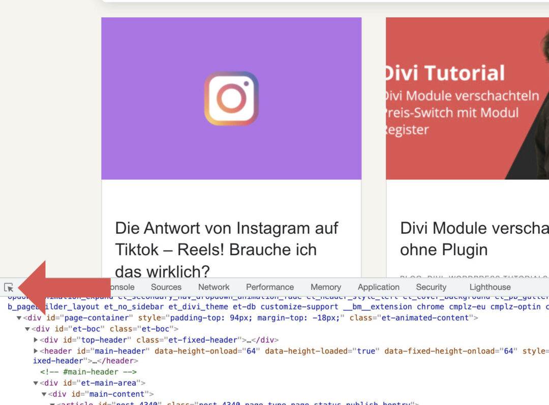 Entwicklertools inspektor