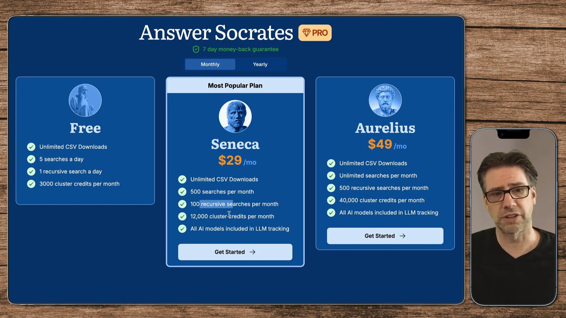 Screenshot der Preisstruktur von AnswerSocrates