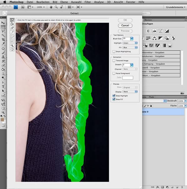 Tutorial Haare Freistellen mit Extrahieren